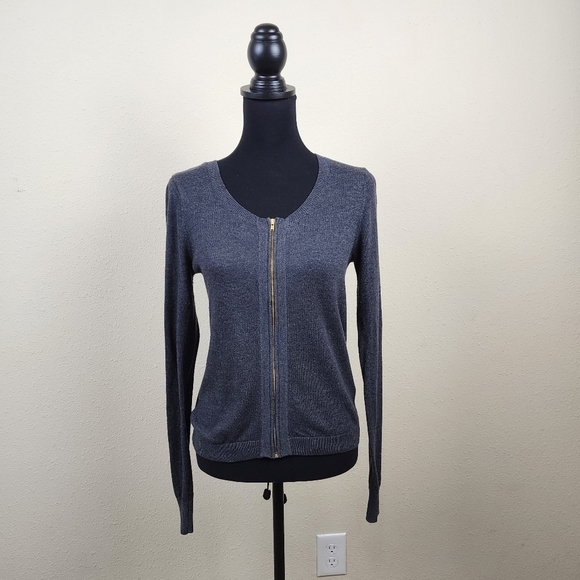 Old Navy Zip Front Gray Long Sleeve Sweater Size Small - Picture 1 of 11